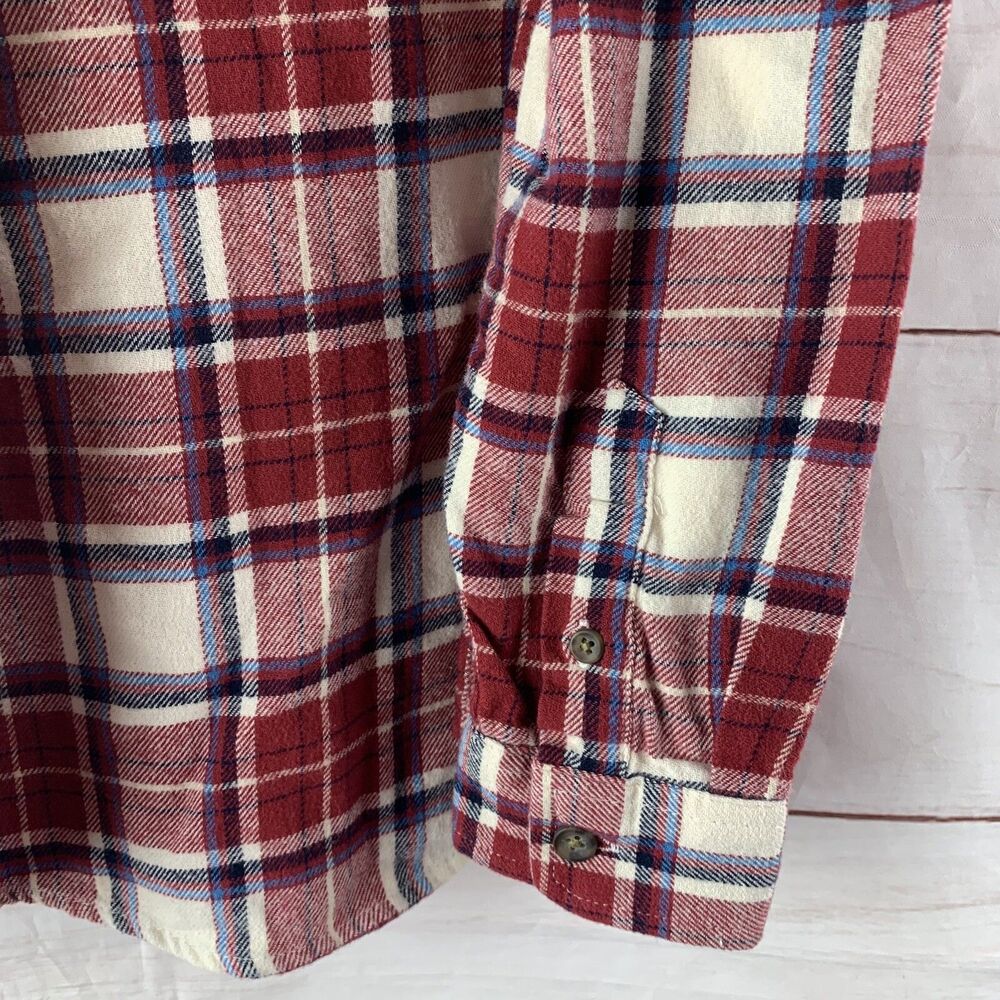 Old Navy Boys Shirt Kids Plaid Flannel Hooded Buttons Red Fleece Cowboy 6 7 S - Picture 5 of 12